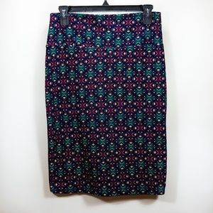 LuLaRoe Stretchy Geometric Boho Cassie Pencil Skirt  Purple Size Small